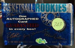 lot 203 image: 1995 Classic Basketball Rookies Factory Sealed Pack - LOOK FOR AUTOGRAPH CARDS