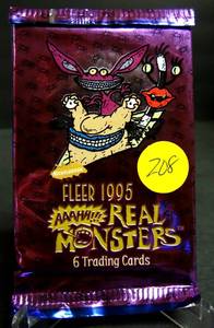 lot 208 image: 1995 Fleer Aaahh Real Monsters Sealed 6 Trading Card Pack