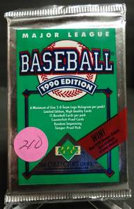 lot 210 image: Ken Griffey 1990 UPPER DECK BASEBALL WAX PACK UNSEARCHED FROM SEALED CASE MANY ROOKIES STARS