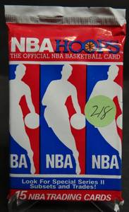 lot 218 image: WOW 1989 NBA Hoops Unopened Wax Pack Chance for Mint Jordan Bulls (15 cards)