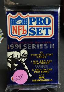lot 228 image: 1991 Series 2 NFL Pro Set Football Cards Unopened Pack - FAVRE ROOKIE