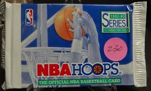lot 230 image: 1992-93 Series 1 NBA Hoops Basketball cards - Unopened SEALED pack - Jordan