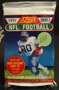 lot 233 image: 1991 Score Series 2 Football Cards   Brett Favre RC