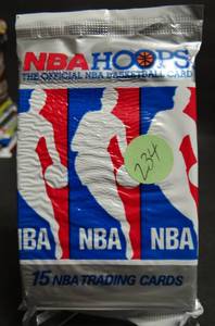 lot 234 image: WOW 1989 NBA Hoops Unopened Wax Pack Chance for Mint Jordan Bulls (15 cards)