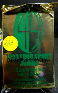 lot 239 image: Classic 1993 Four Sport Jumbo Wax Pack - 23 CARDS IN EACH PACK (COMPS $10-12PK)