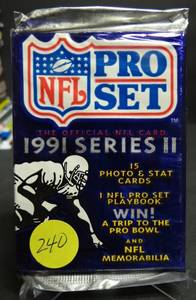 lot 240 image: 1991 Series 2 NFL Pro Set Football Cards Unopened Pack - FAVRE ROOKIE