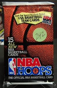lot 242 image: 1991-92 Basketball NBA Hoops Series 2 Pack Sealed MICHAEL JORDAN PSA10