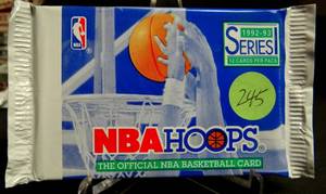 lot 245 image: 1992-93 Series 1 NBA Hoops Basketball cards - Unopened SEALED pack - Jordan