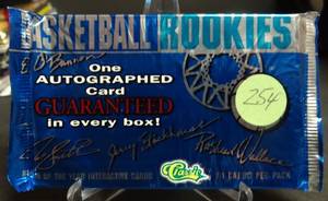 lot 254 image: 1995 Classic Basketball Rookies Factory Sealed Pack - LOOK FOR AUTOGRAPH CARDS