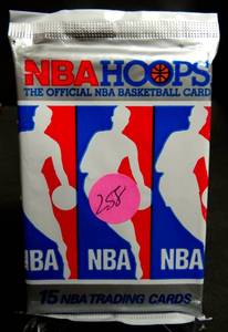 lot 258 image: WOW 1989 NBA Hoops Unopened Wax Pack Chance for Mint Jordan Bulls (15 cards)