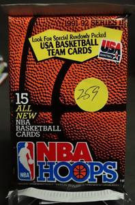 lot 259 image: 1991-92 Basketball NBA Hoops Series 2 Pack Sealed MICHAEL JORDAN PSA10