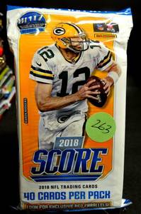 lot 263 image: Sealed 2018 Score FAT Value Football Pack-40 cards-PSA Mahomes Lamar Rookie