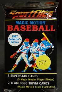 lot 274 image: 1987 Sportflics Magic Motion Collectors Edition Baseball Unopened Pack