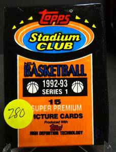 lot 280 image: BEAM TEAM 92-93 Series 2 Stadium Club Basketball SEALED PACK Shaq or Jordan Beam Team  (COMPS $9-$20PK)