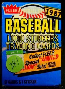 lot 281 image: 1987 Fleer  Wax Pack. BARRY BONDS or BO JACKSON RC