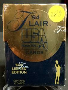lot 283 image: 1994 Fleer Flair USA Basketball Factory Sealed pack of cards (1 pack COMPS - $8-$12)