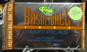 lot 284 image: 1993 Classic Draft Picks Basketball (1) SEALED PACK Possible Webber Hardaway RC