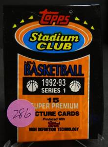 lot 286 image: BEAM TEAM 92-93 Series 2 Stadium Club Basketball SEALED PACK Shaq or Jordan Beam Team  (COMPS $9-$20PK)