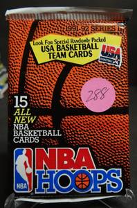 lot 288 image: 1991-92 Basketball NBA Hoops Series 2 Pack Sealed MICHAEL JORDAN PSA10