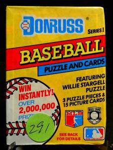 lot 291 image: Vintage 1991 Donruss Series 1 Baseball Cards Wax Pack sealed -15 Cards Per Pack