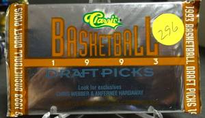 lot 296 image: 1993 Classic Draft Picks Basketball (1) SEALED PACK Possible Webber Hardaway RC