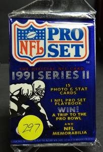 lot 297 image: 1991 Series 2 NFL Pro Set Football Cards Unopened Pack - FAVRE ROOKIE