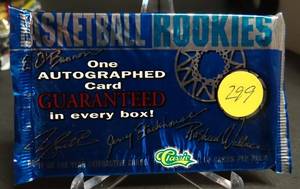 lot 299 image: 1995 Classic Basketball Rookies Factory Sealed Pack - LOOK FOR AUTOGRAPH CARDS