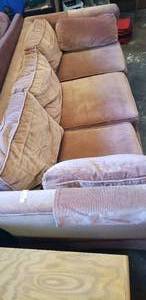 lot 10 image: Dusty Rose Colored Sofa (76x33x28 Approx)