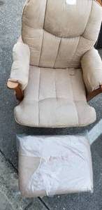 lot 9 image: Upholstered Glider Rocker with Ottoman