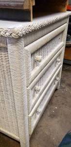 lot 89 image: 3-Drawer White Wicker Cabinet
