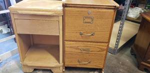 lot 86 image: Side Table and Wooden File Cabinet