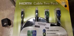 lot 160 image: HDMI Cable Two Pack, Never Opened