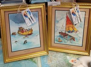 lot 670 image: SET OF 2 FRAMED CARTOON PRINTS BY GARY PATTERSON AS SHOWN.