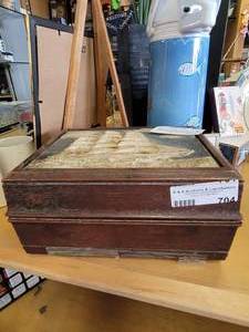 lot 704 image: VINTAGE TELEPHONE IN WOODEN BOX WITH 3-D SHIP DESIGN AS SHOWN. CHECK IT OUT