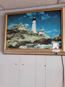 lot 721 image: VINTAGE MID-CENTURY LIGHTED PICTURE HELM SCENE AS SHOWN.