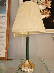 lot 725 image: LAMP WITH EXTENDABLE ARM AND SHADE AS SHOWN.