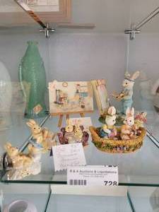 lot 728 image: LOT OF MINIATURE BUNNIES FIGURINES AND MORE AS SHOWN.
