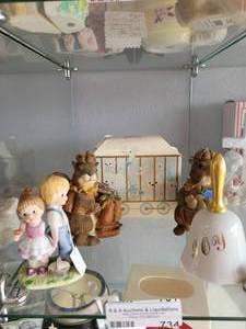 lot 734 image: LOT OF ASSORTED FIGURINES INCLUDING PRECIOUS MOMENTS, CERAMIC BUNNIES AS SHOWN.