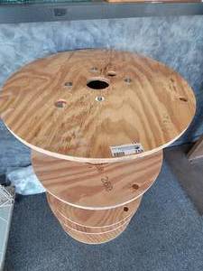 lot 759 image: LOT OF 3 WOOD CABLE REELS  SPOOLS AS SHOWN.