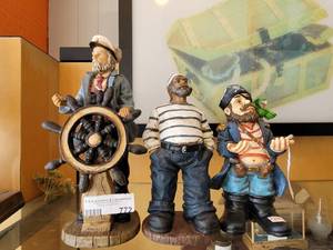 lot 772 image: CAPTAIN, PIRATE, SEAMAN SCULPTURES AS SHOWN.