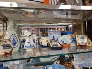 lot 855 image: HOLLAND AMERICA TILES, DECANTER, AND MORE AS SHOWN.