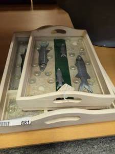 lot 881 image: LOT OF 2 FISH THEME SHADOW BOXE TRAYS AS SHOWN.