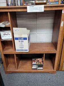 lot 994 image: WOODEN MEDIA-STYLE DISPLAY CABINET IN STYLECOLOR SHOWN. CONTENTS SHOWN NOT INCLUDED