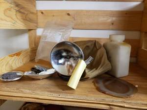 lot 945 image: VINTAGE PROPANE HEATER AND MORE AS SHOWN.