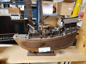 lot 1027 image: VINTAGE WOOD SAILBOAT MODEL IN STYLECOLORCONDITION SHOWN.