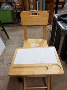lot 1097 image: CHILDREN CHAIR AND FOLDING TRAYTABLE AS SHOWN.