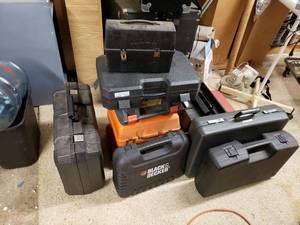 lot 1176 image: LOT OF PLASTIC TOOL STORAGE CONTAINERS AND MORE AS SHOWN.