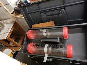 lot 1199 image: PLASTIC TOOLBOX WITH SIGN HOLDERS AND MORE AS SHOWN.