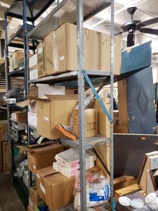 lot 1216 image: METAL SHELVING UNIT AS SHOWN. CONTENTS NOT INCLUDED (DELAYED PICK UP BETWEEN 200 PM AND 400 PM)