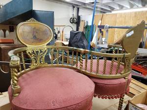 lot 1231 image: ANTIQUE COURTING CHAIR IN STYLECOLORCONDITION SHOWN. CHECK IT OUT